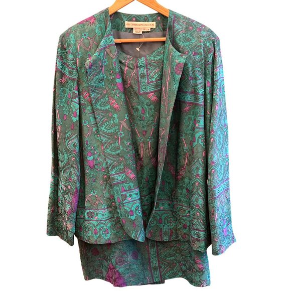 Vintage Anne Crimmins for Umi Collections Plus Size 100% Silk Luxury Suit 20W - Picture 2 of 6